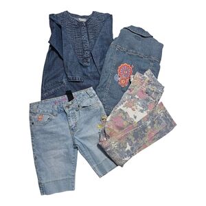 Bundle Mixed Brands Girls Clothing Size 7 - 8 Denim Dress Jacket Jeans Shorts